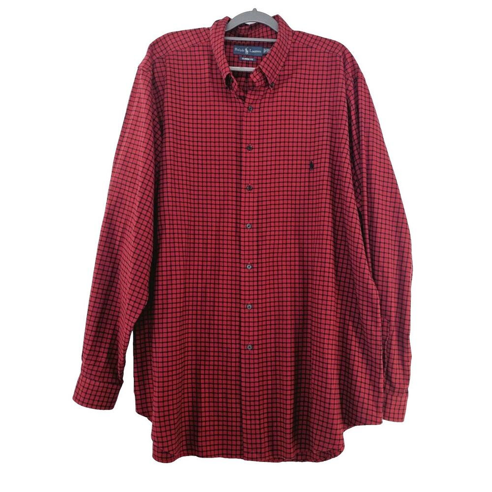 Polo by Ralph Lauren Red and Black Checkered Casual Button Down Shirt